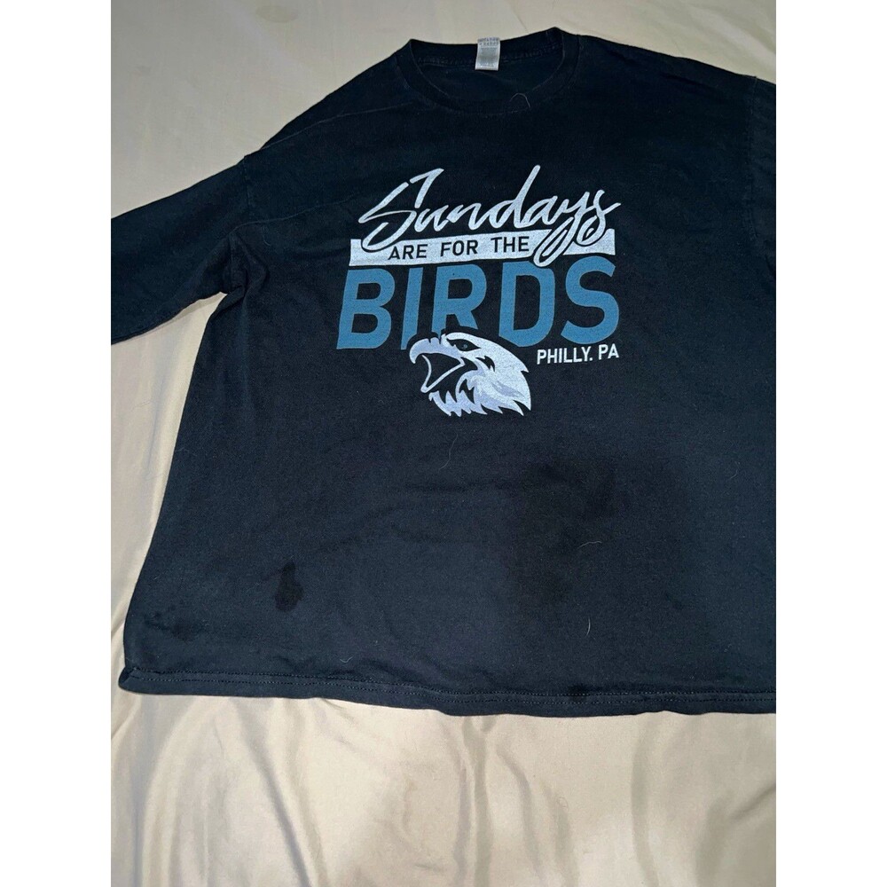 Gildan Men's XL Black Long Sleeve Graphic T-Shirt Sundays Are For The Birds